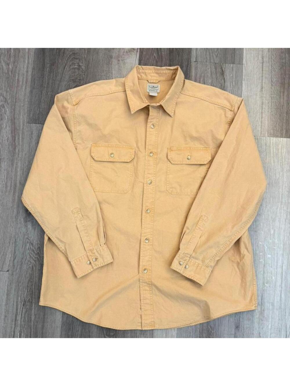 L.L.Bean tan button up shirt Size XL #outdoor #workwear